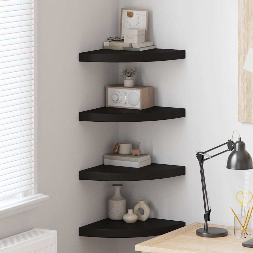 Corner Shelf | Set of 4 | Black | Honeycomb MDF, Metal | Medium