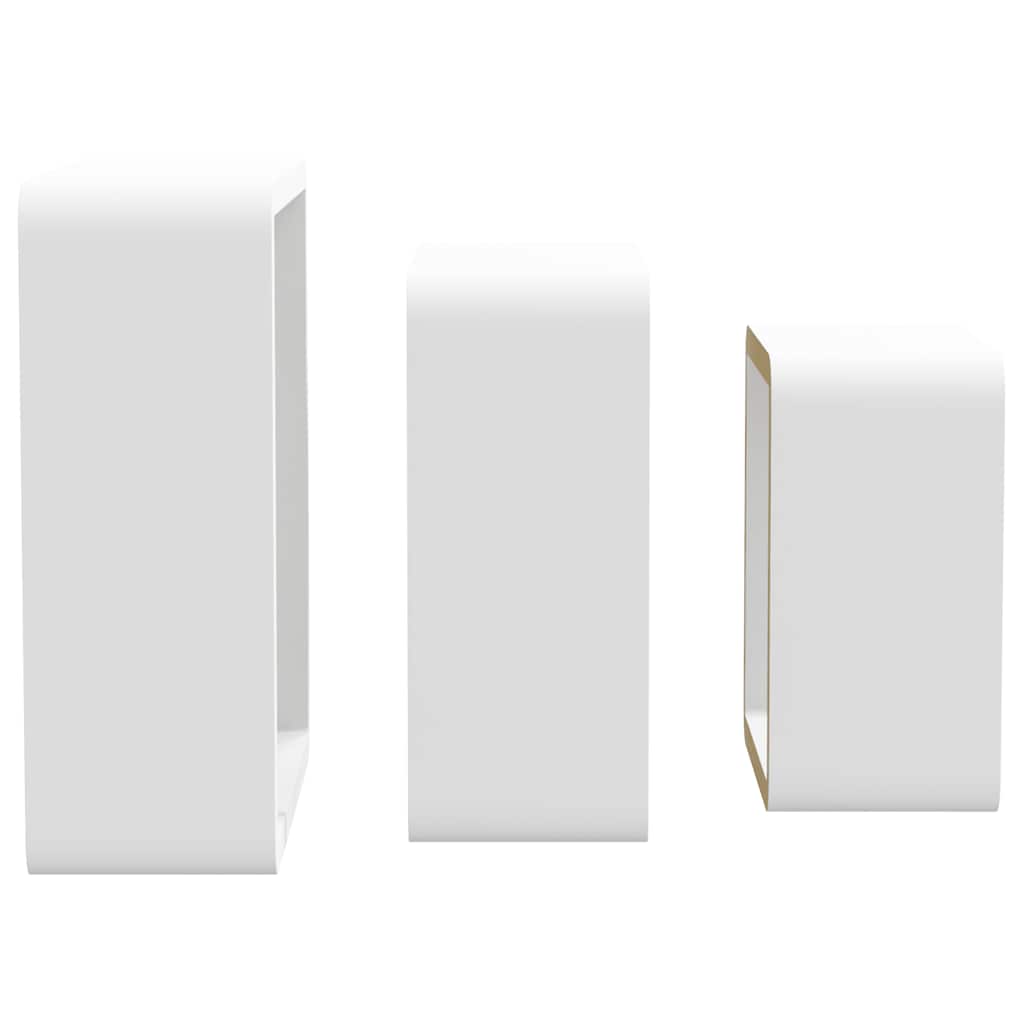 Wall Cube Shelves 3 pcs White MDF