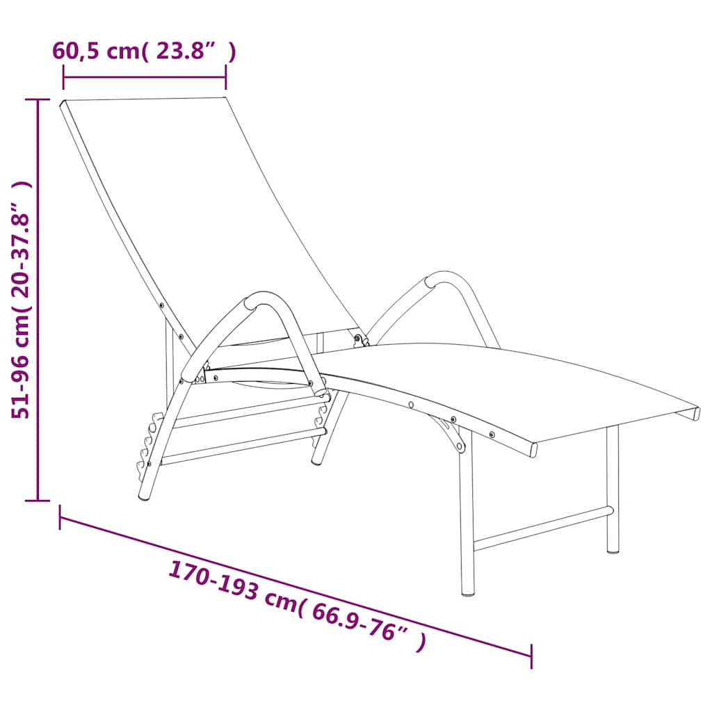 Sun Lounger Textilene and Aluminium Taupe