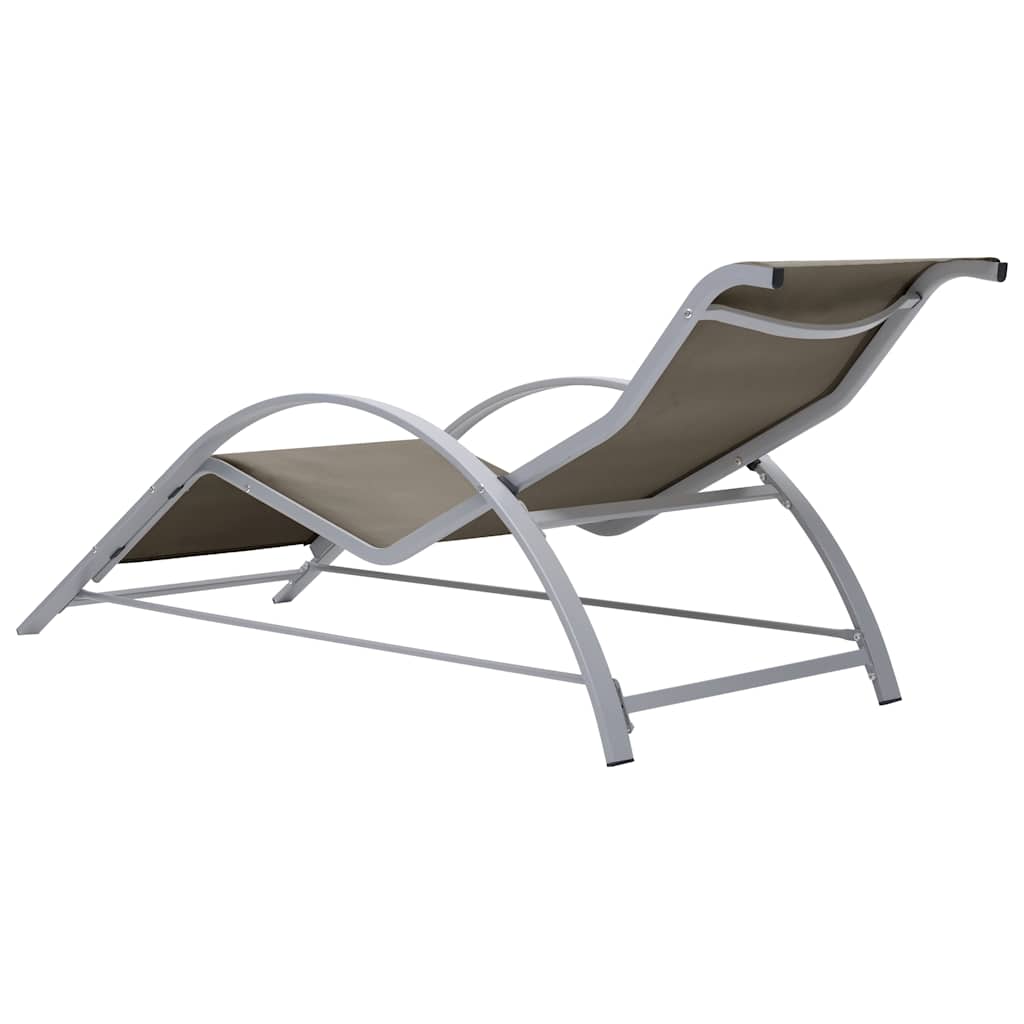 310538 vidaXL Sun Loungers 2 pcs with Table Aluminium Taupe