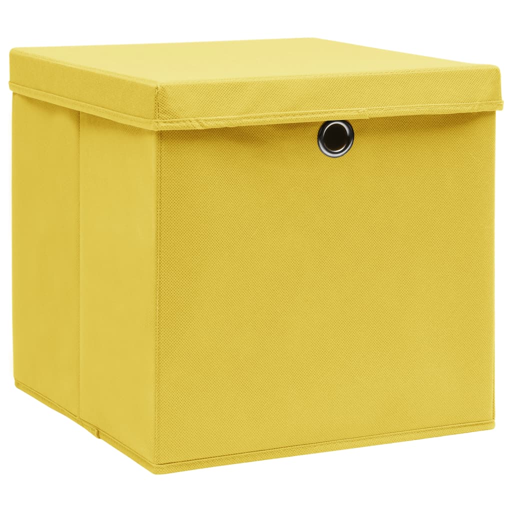 Storage Boxes with Covers 4 pcs 28x28x28 cm Yellow