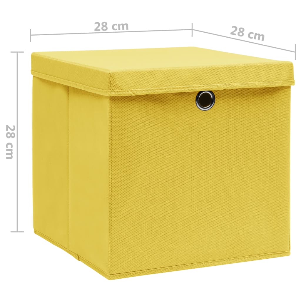 Storage Boxes with Covers 4 pcs 28x28x28 cm Yellow