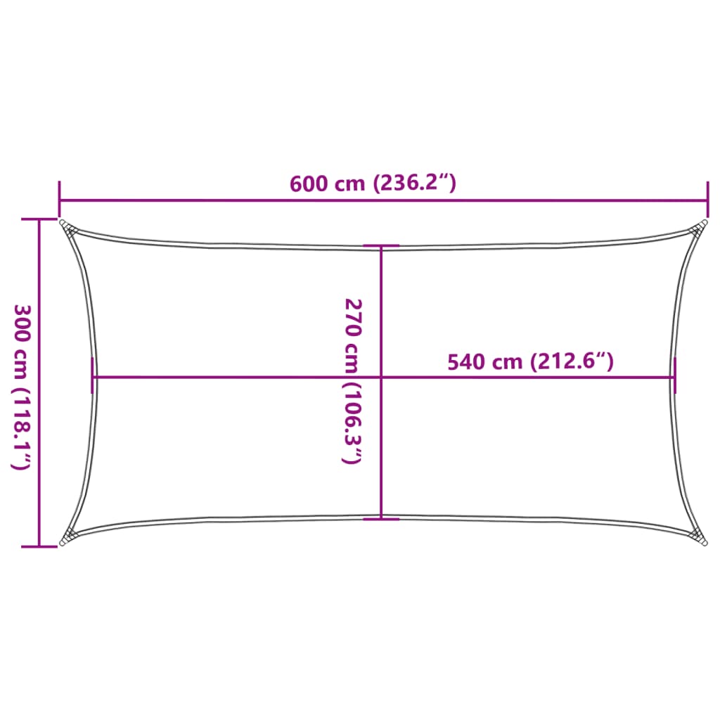 Sunshade Sail 160 g/m² Beige 3x6 m HDPE