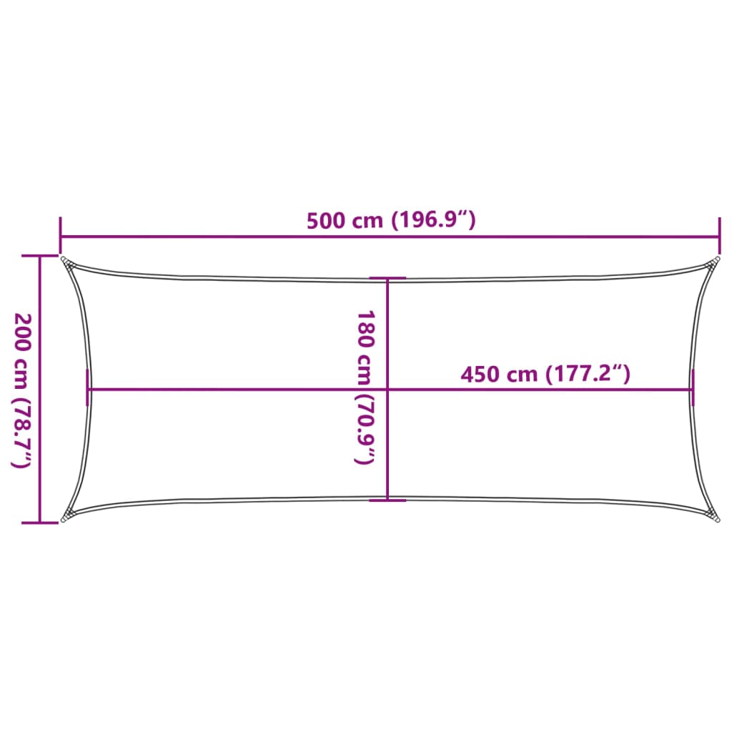 Sunshade Sail 160 g/m² White 2x5 m HDPE