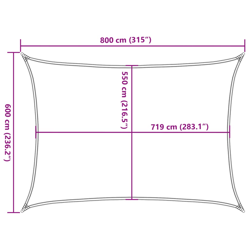 Sunshade Sail 160 g/m² White 6x8 m HDPE