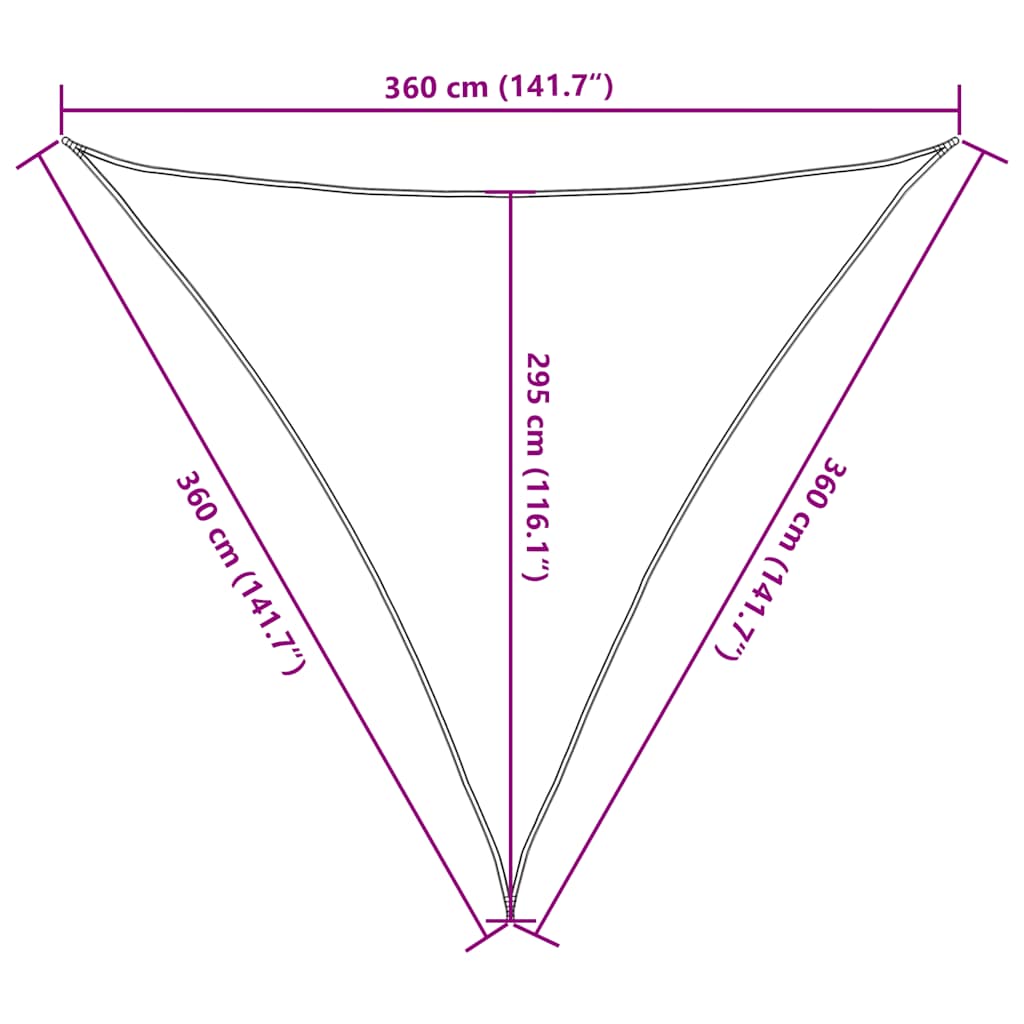 Sunshade Sail 160 g/m² Triangular Blue 3.6x3.6x3.6 m HDPE
