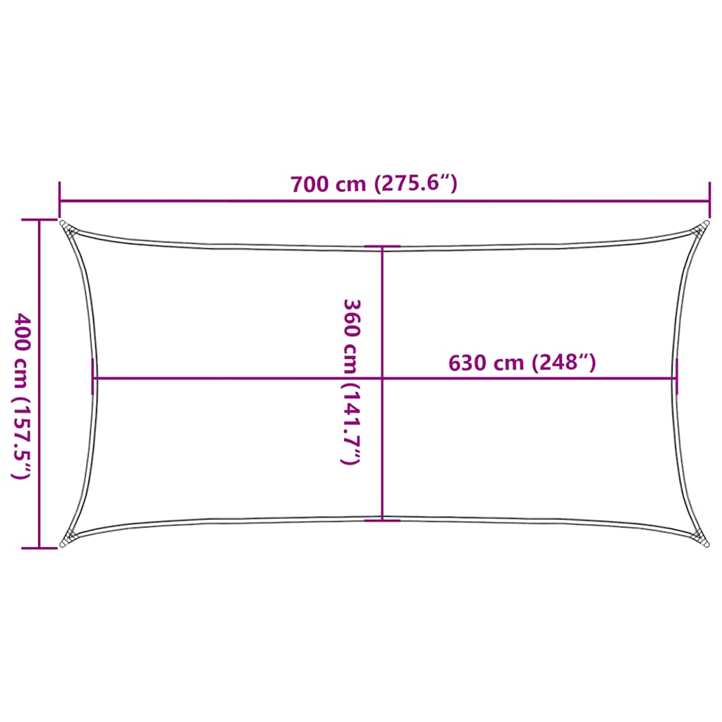 Sunshade Sail 160 g/m² Red 4x7 m HDPE