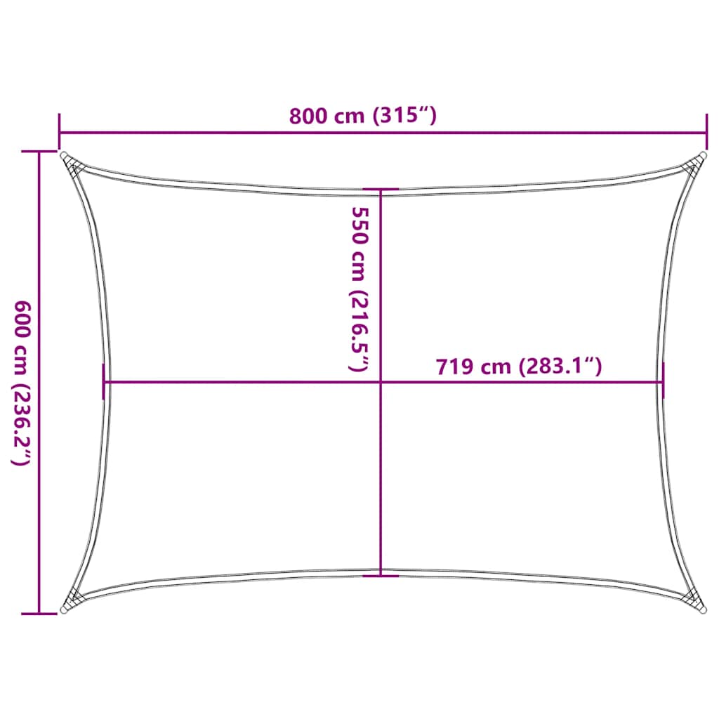 Sunshade Sail 160 g/m² Red 6x8 m HDPE