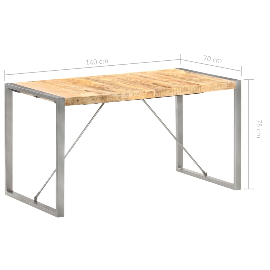 Dining Table 140x70x75 cm Solid Rough Mango Wood