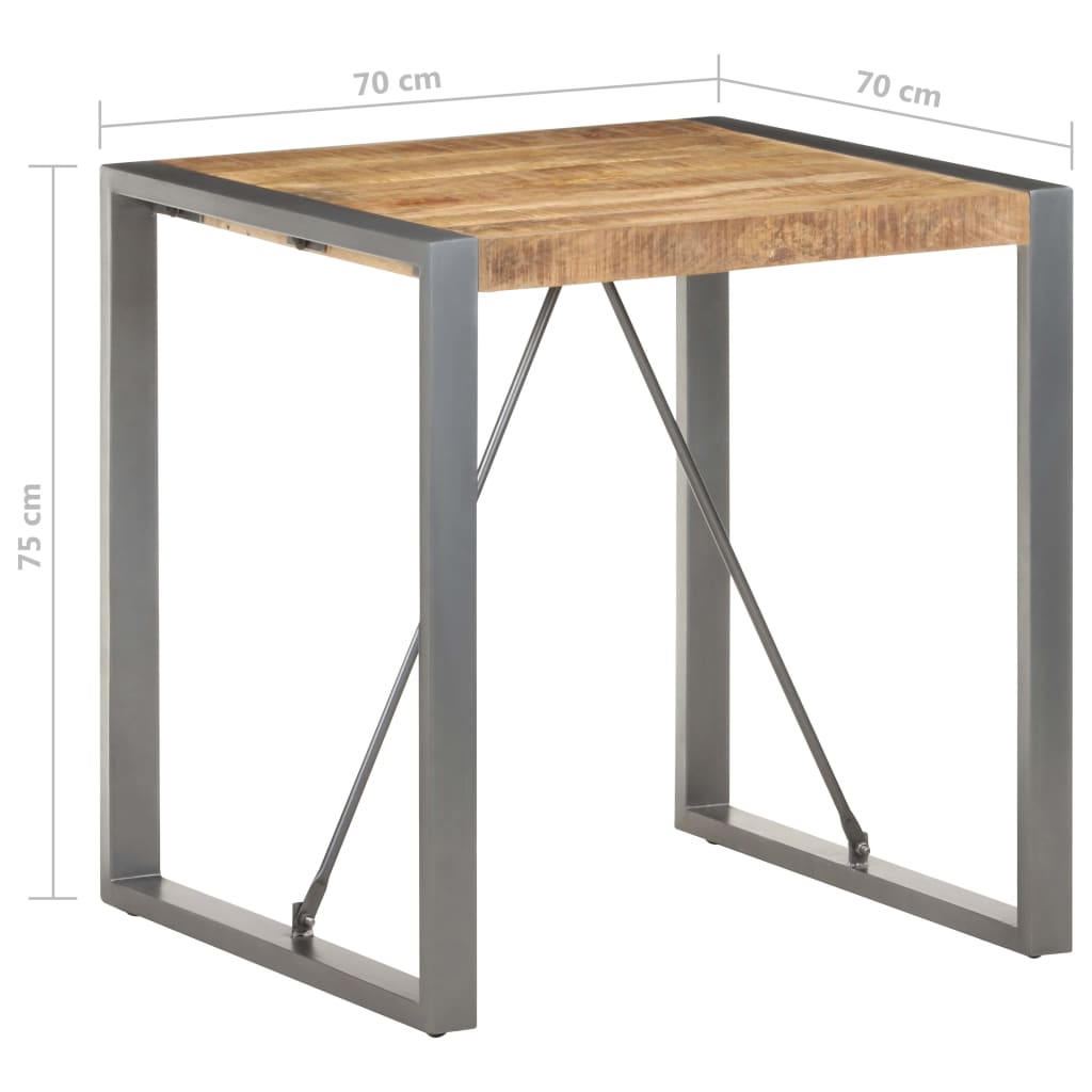 Dining Table 70x70x75 cm Solid Rough Mango Wood