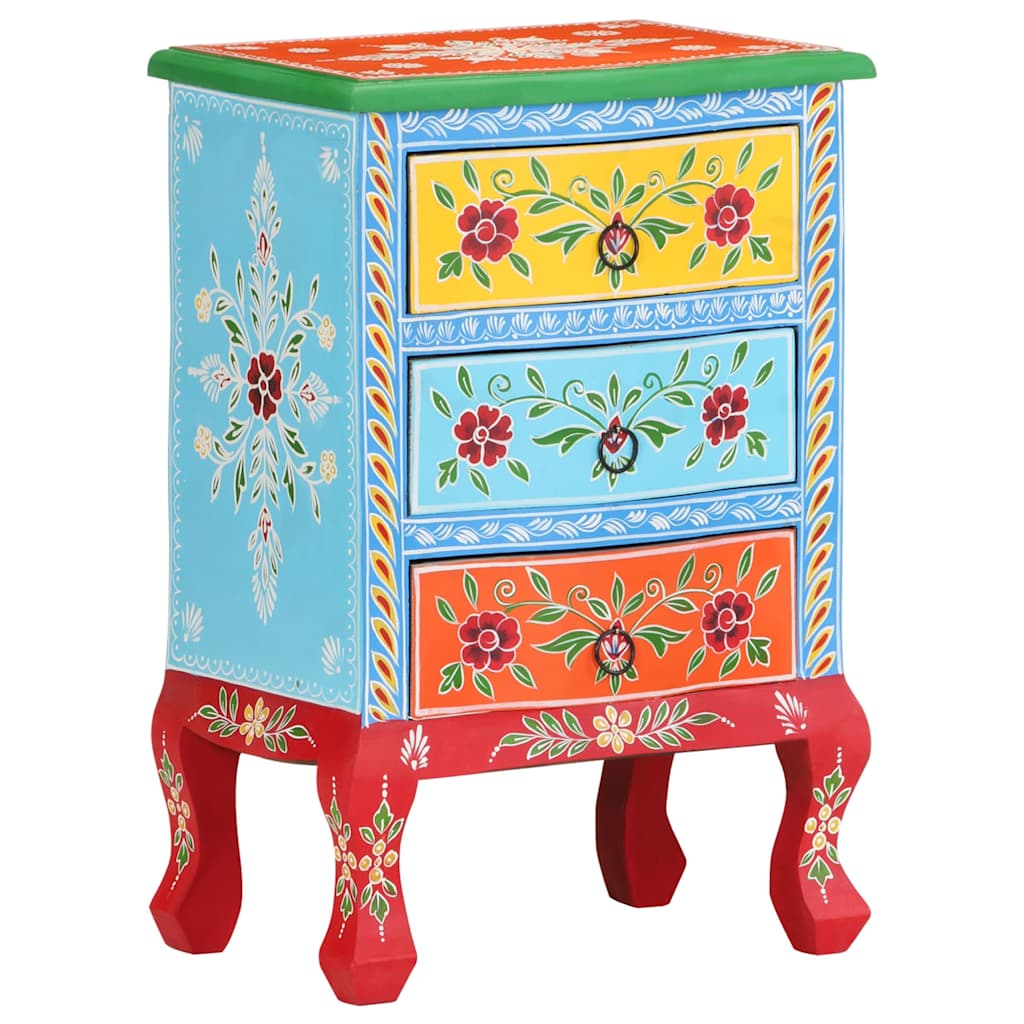 Hand Painted Bedside Cabinet 40x30x60 cm Solid Mango Wood