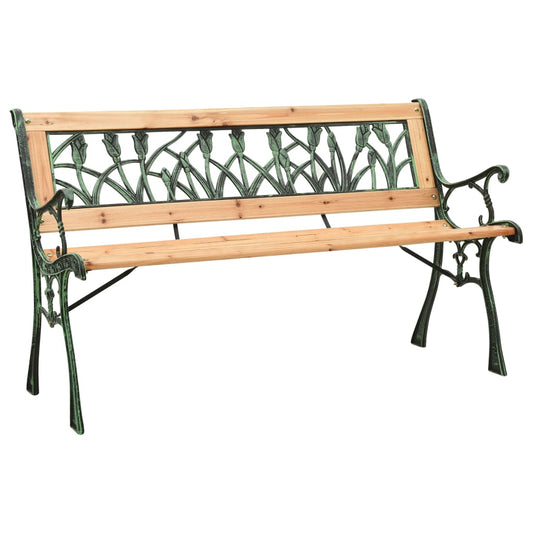 312031 vidaXL Garden Bench 122 cm Cast Iron and Solid Firwood