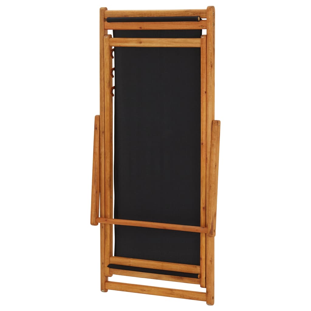 Folding Chair Eucalyptus Wood and Fabric Black