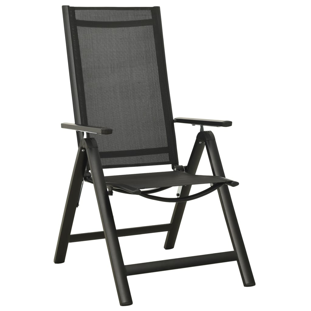 Folding Chairs 2 pcs Textilene and Aluminium Black