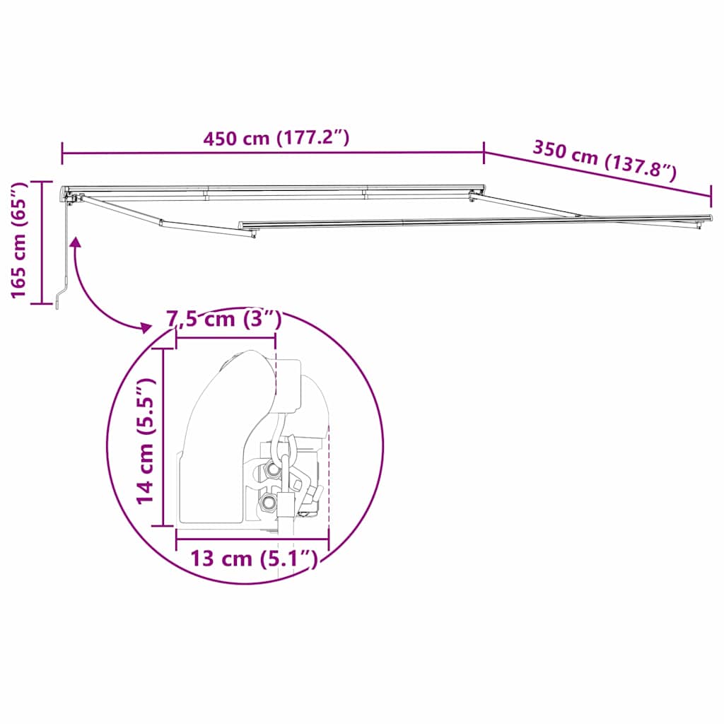 Awning Frame Anthracite 450 x 350 cm Aluminium