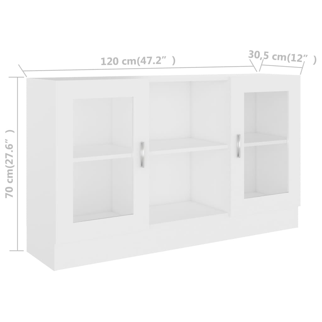 Vitrine Cabinet White 120x30,5x70 cm Engineered Wood