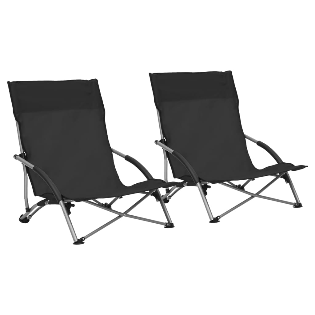 Folding Chairs 2 pcs Black Fabric