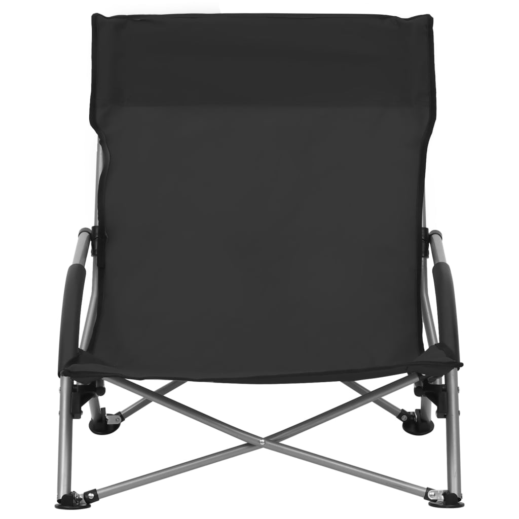 Folding Chairs 2 pcs Black Fabric