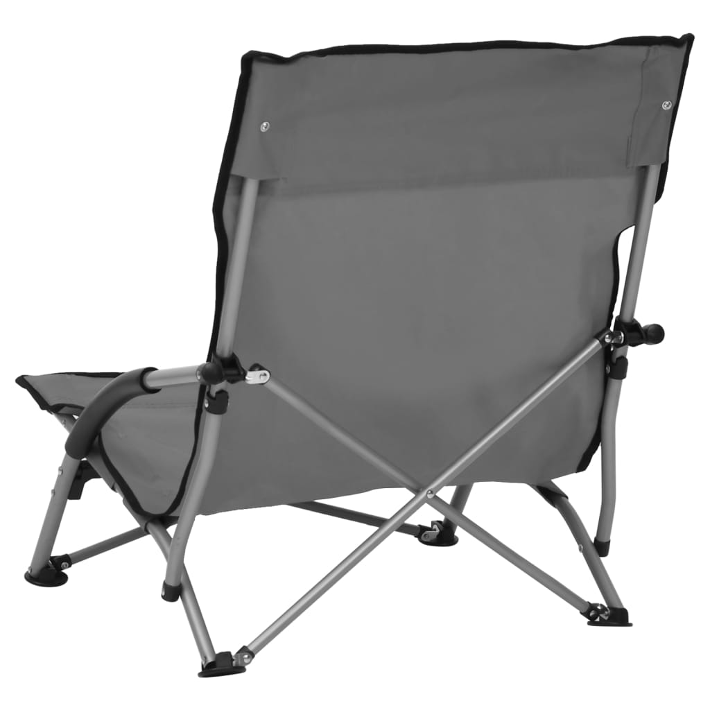 Folding Chairs 2 pcs Grey Fabric