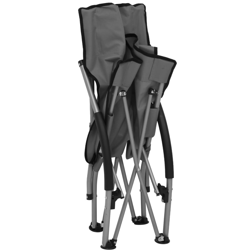Folding Chairs 2 pcs Grey Fabric