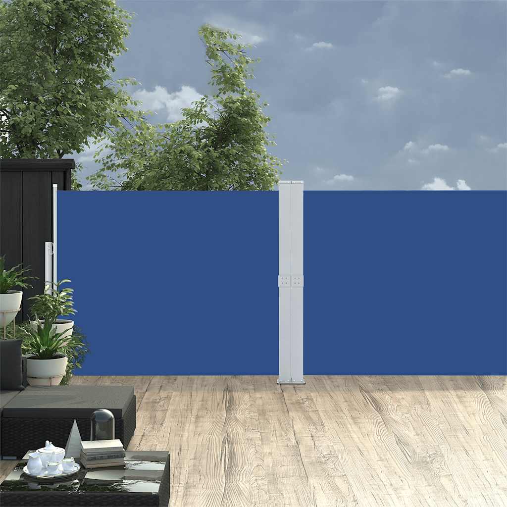 Patio Retractable Side Awning 140x1200 cm Blue