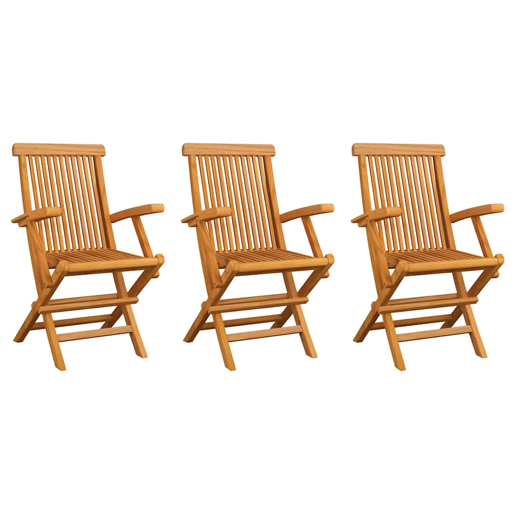 Folding Chairs 3 pcs for Garden & Outdoor Teak Wood