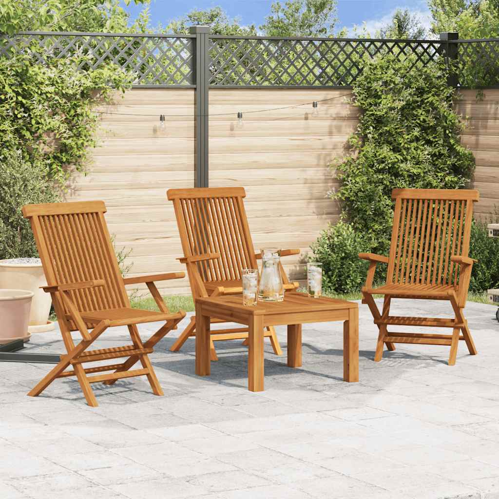 Folding Chairs 3 pcs for Garden & Outdoor Teak Wood