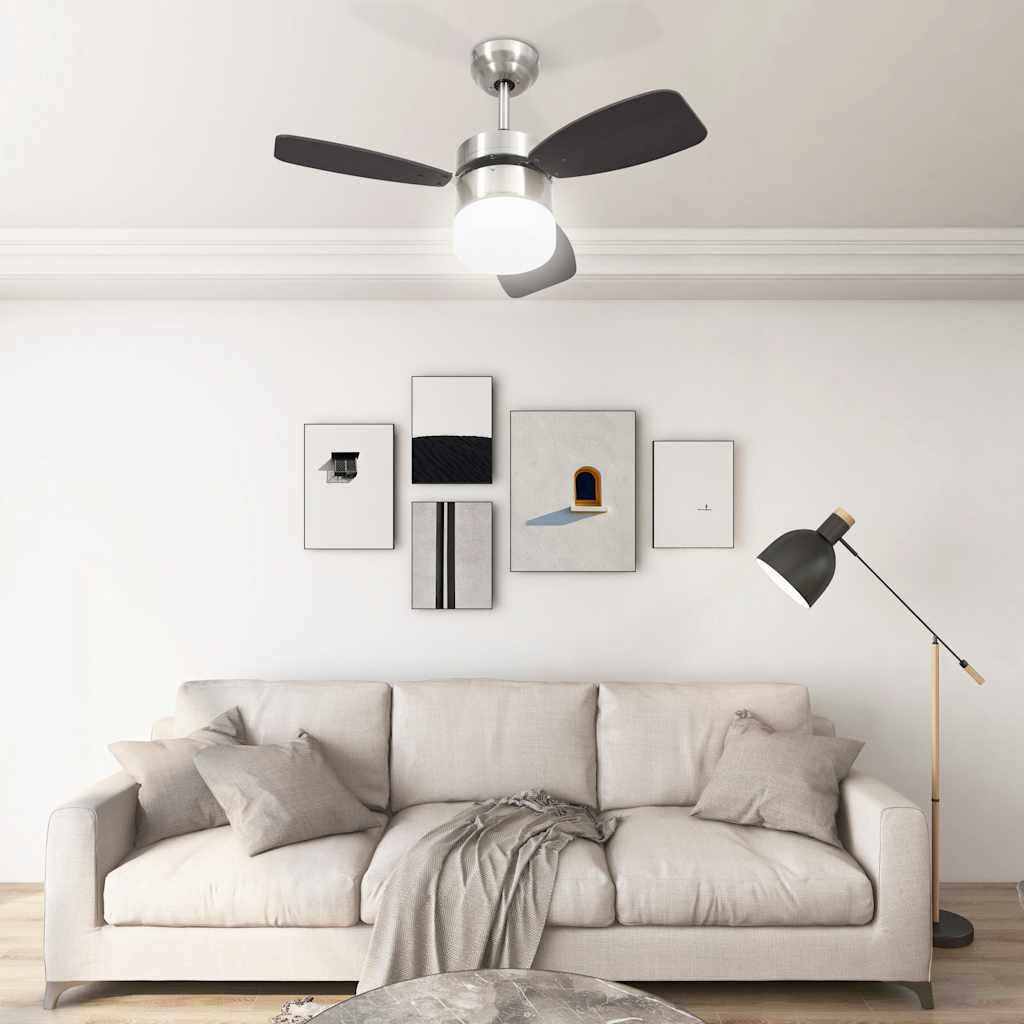 Ceiling Fan with Light and Remote Control 76 cm Dark Brown