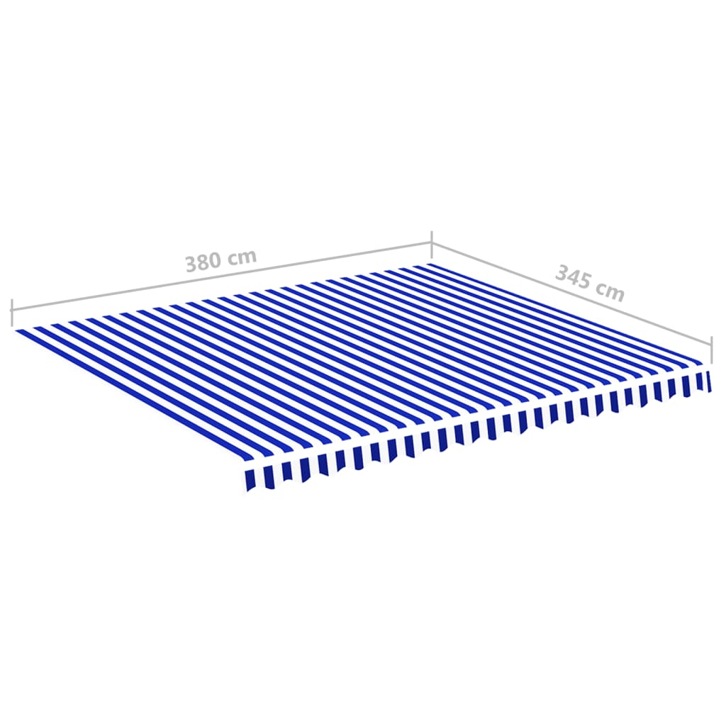 Awning Replacement Fabric Blue and White 380x345 cm Polyester
