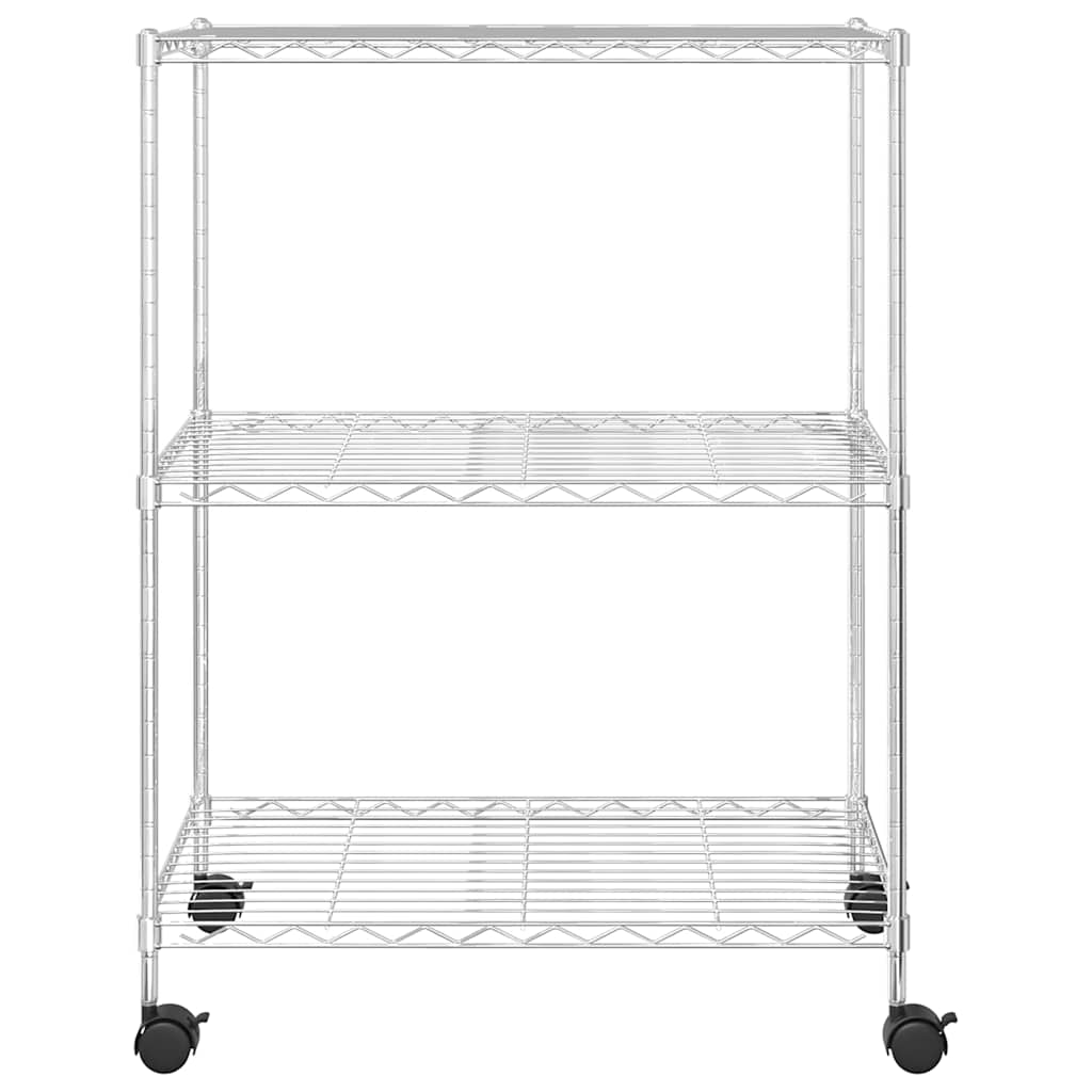 3-Tier Storage Rack with Wheels 60x35x81 cm Chrome 150 kg