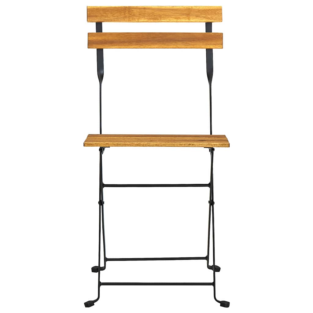 Folding Chairs 2 pcs Steel and Solid Acacia Wood