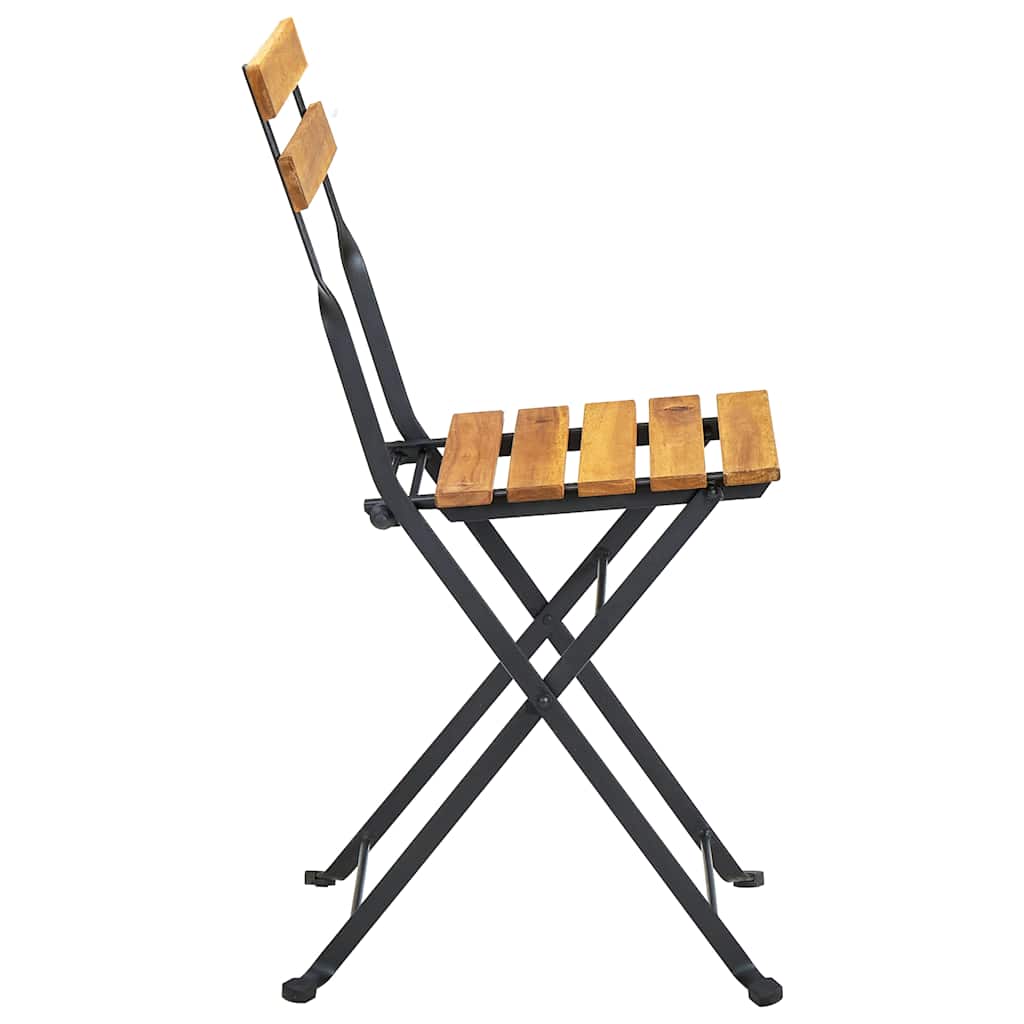 Folding Chairs 2 pcs Steel and Solid Acacia Wood