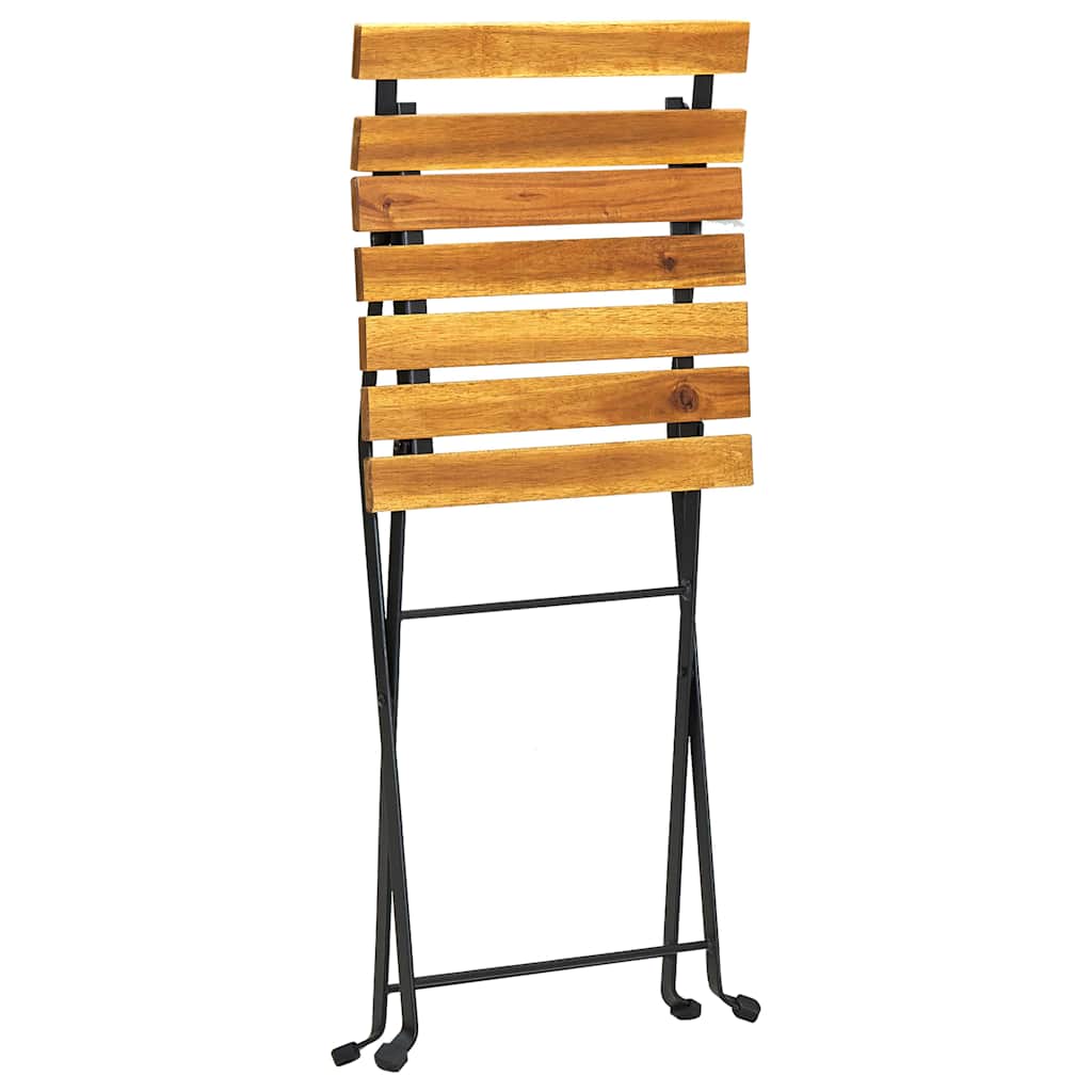 Folding Chairs 2 pcs Steel and Solid Acacia Wood