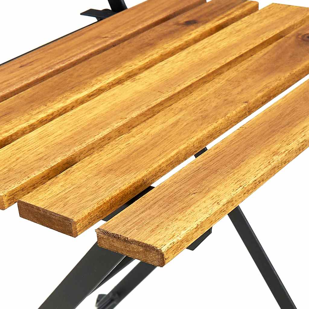 Folding Chairs 2 pcs Steel and Solid Acacia Wood