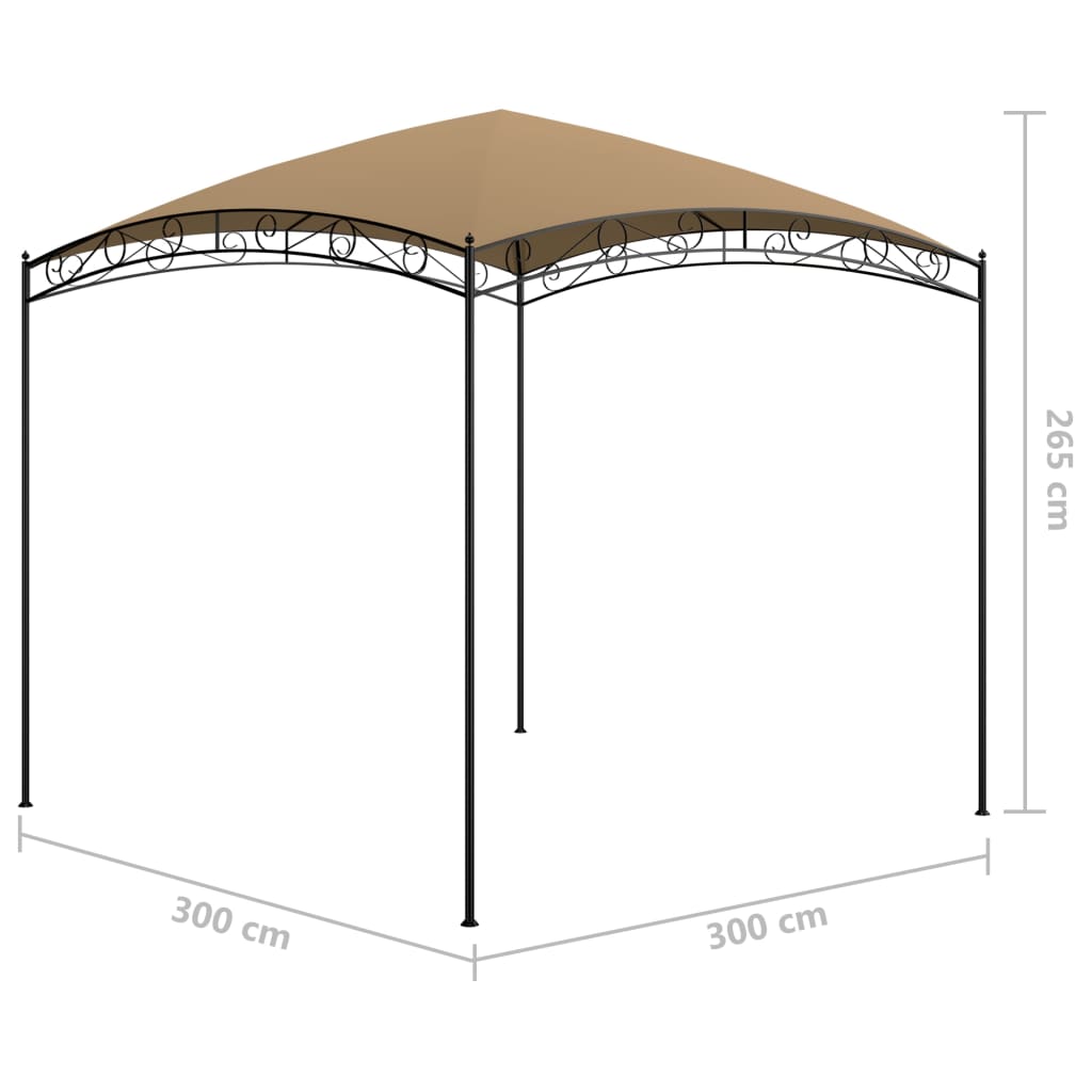Gazebo | Taupe | Steel | 3x3x2.65 metres | Durable | Gazebo | Square