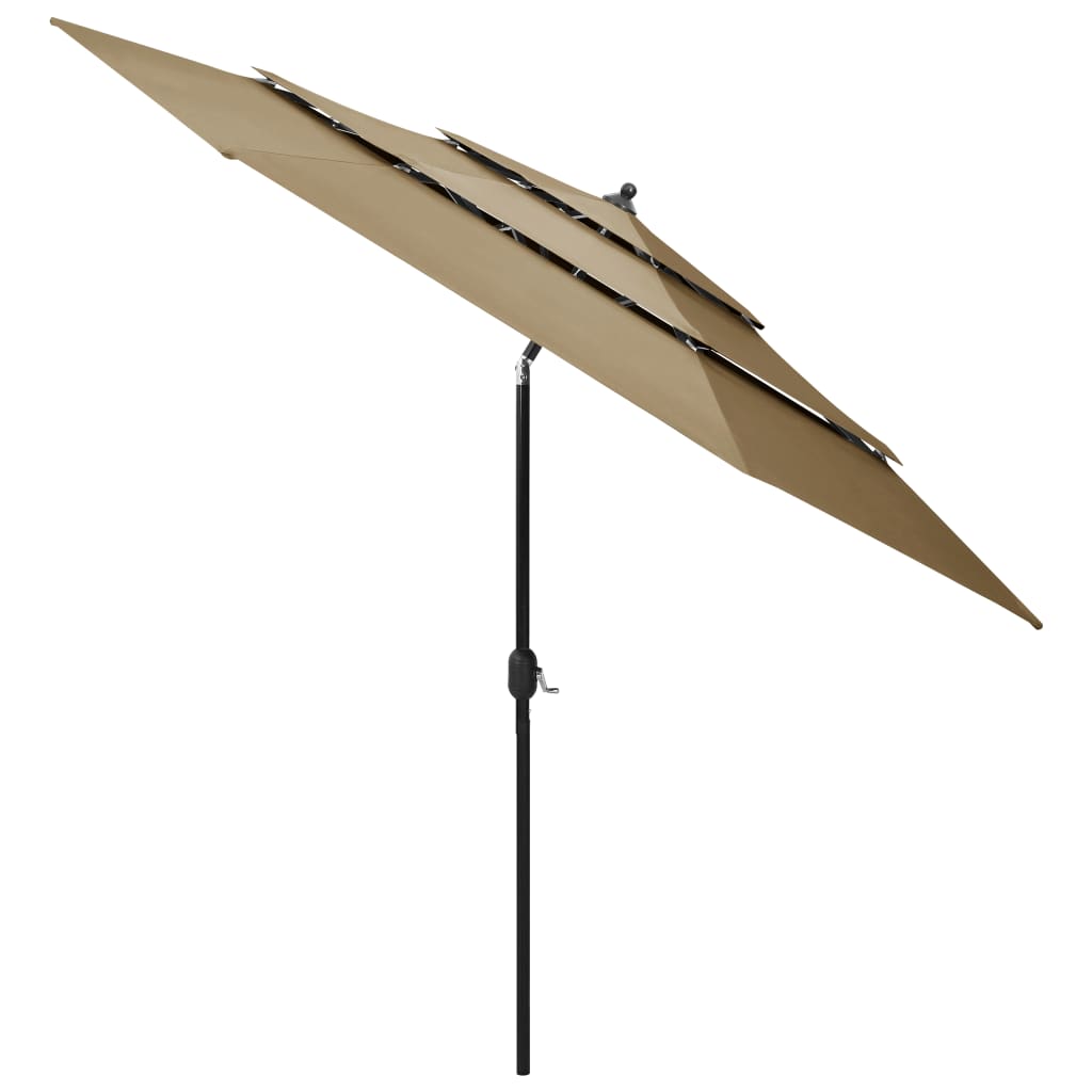 Parasol | Taupe | Polyester | 3m Diameter | Foldable | Parasol | Round
