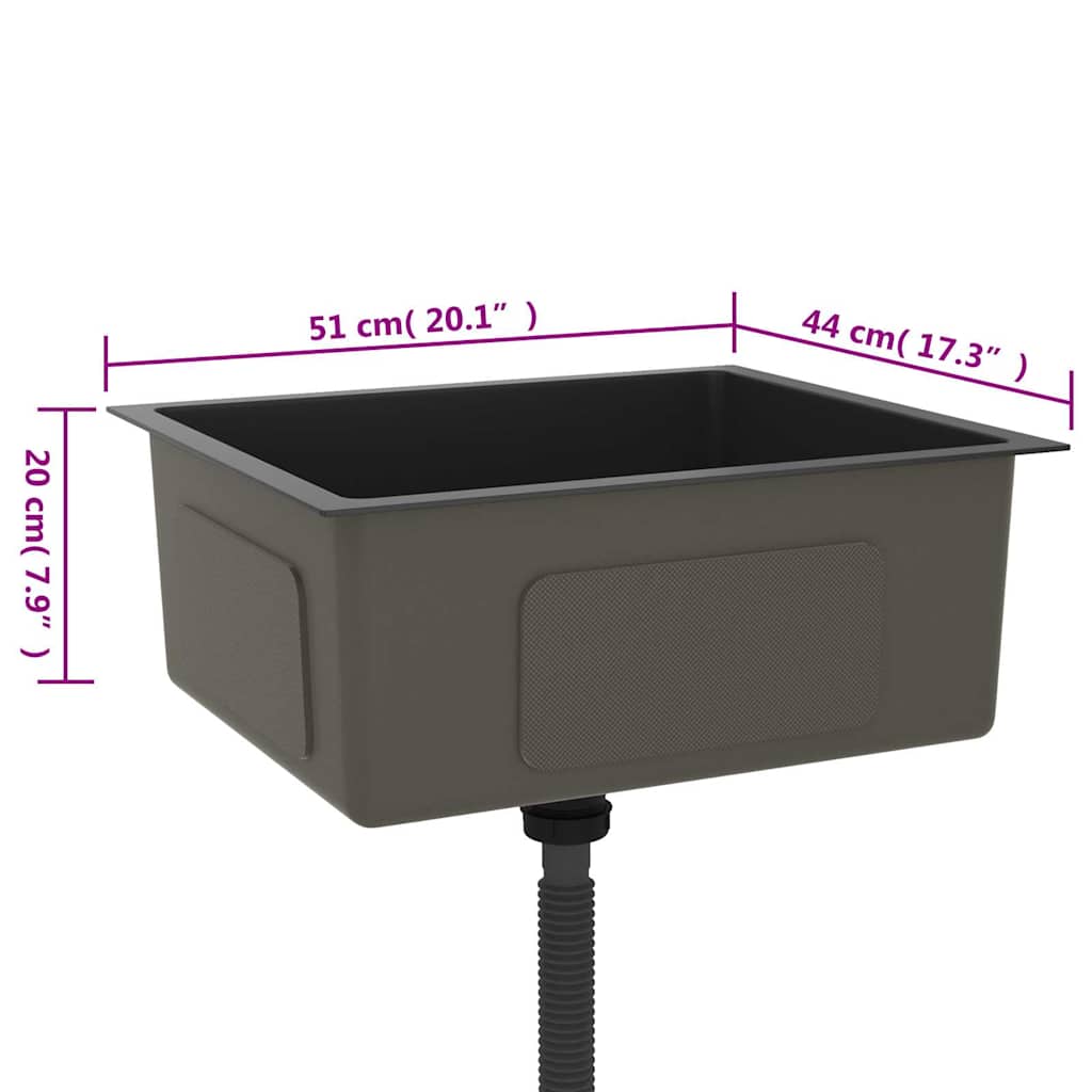 Handmade Kitchen Sink Black Stainless Steel