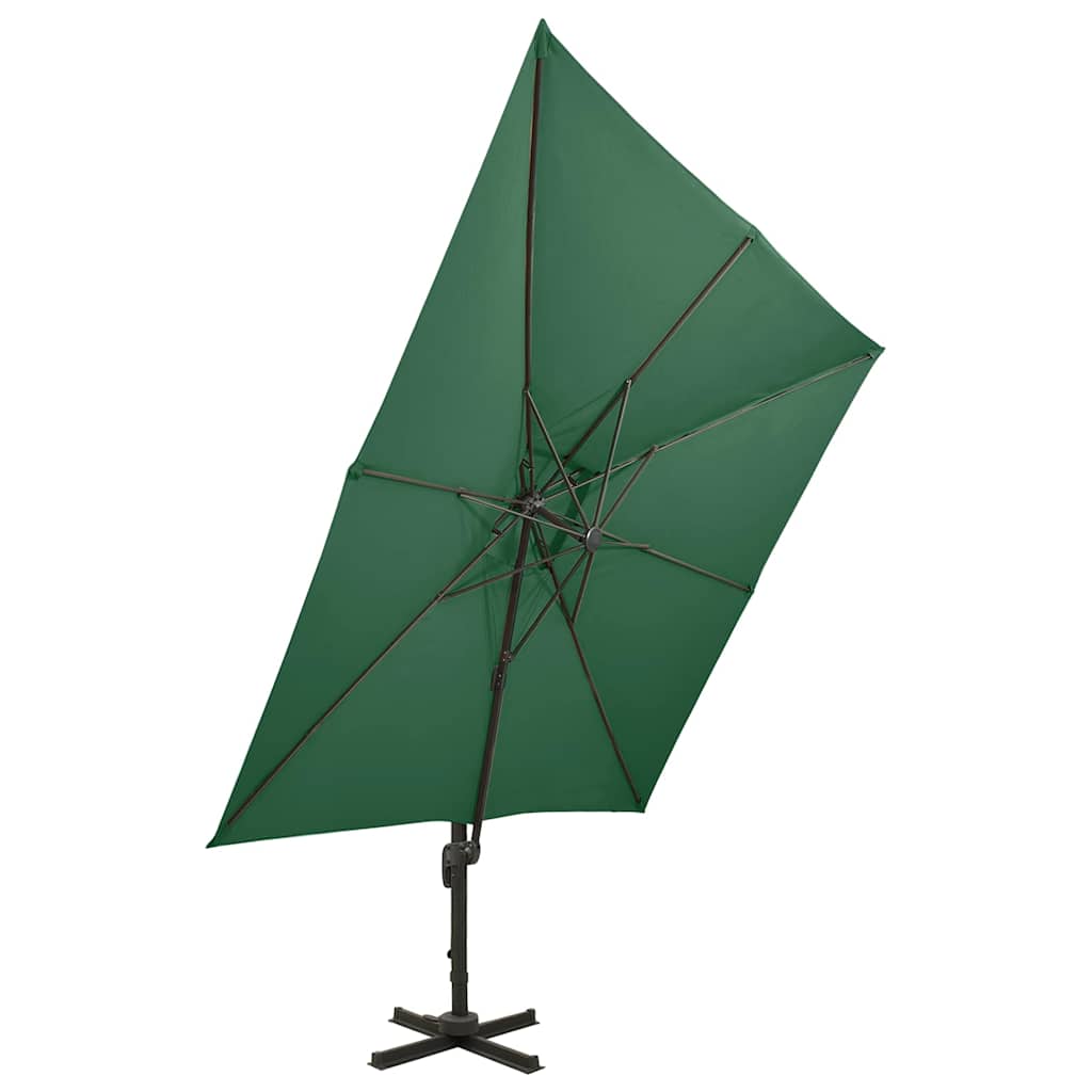 312370 vidaXL Cantilever Garden Parasol with Double Top 300x300 cm Green