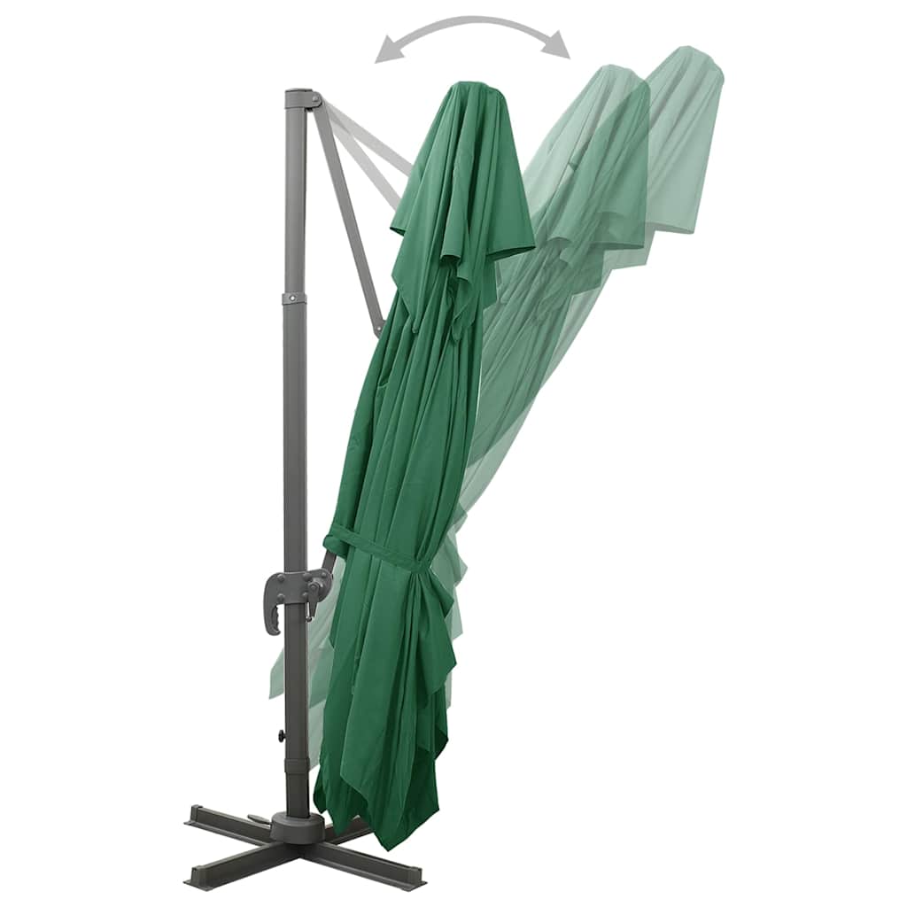 312371 vidaXL Cantilever Garden Parasol with Double Top Green 400x300 cm