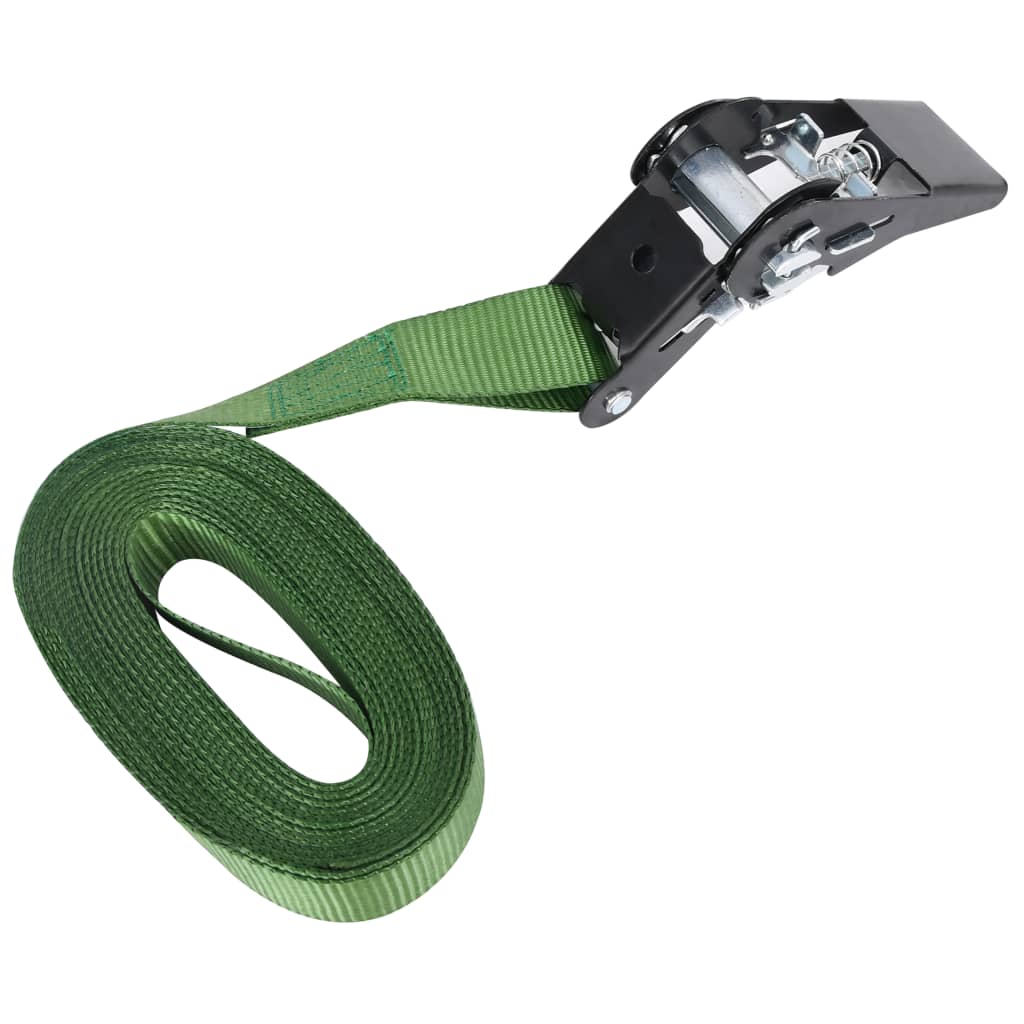 Ratchet Tie Down Straps 10 pcs 800 daN 6 m Green