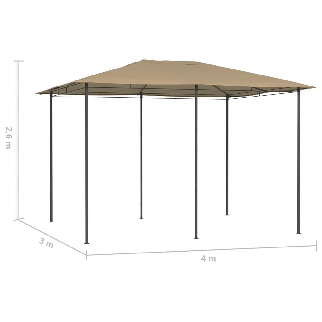 Gazebo | Taupe | Fabric, Steel | Large | Durable | Gazebo | Rectangular