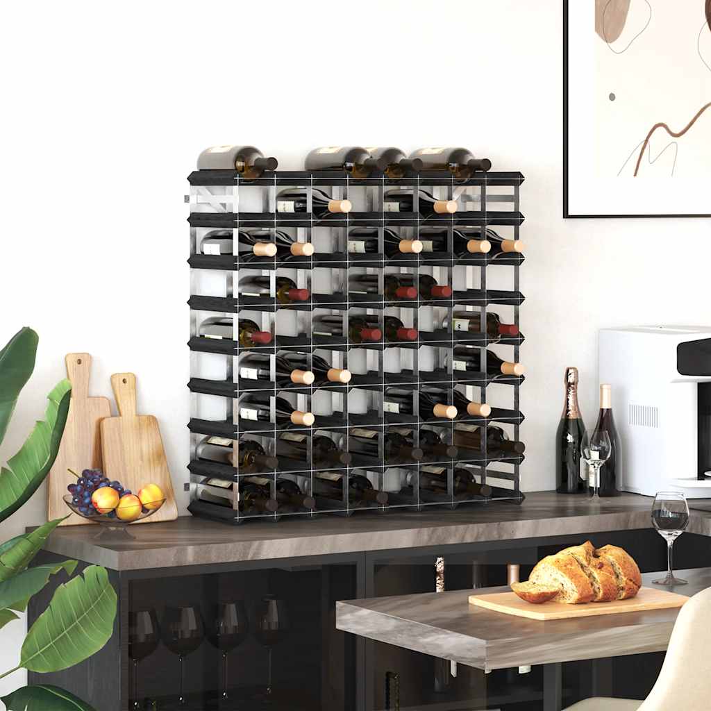 Wine Rack for 72 Bottles Black Solid Pine Wood