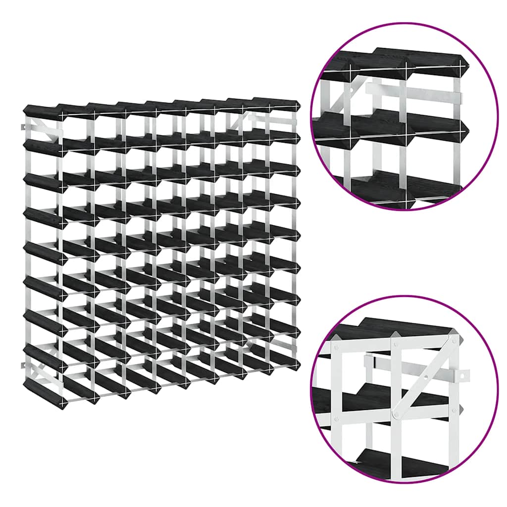Wine Rack for 72 Bottles Black Solid Pine Wood