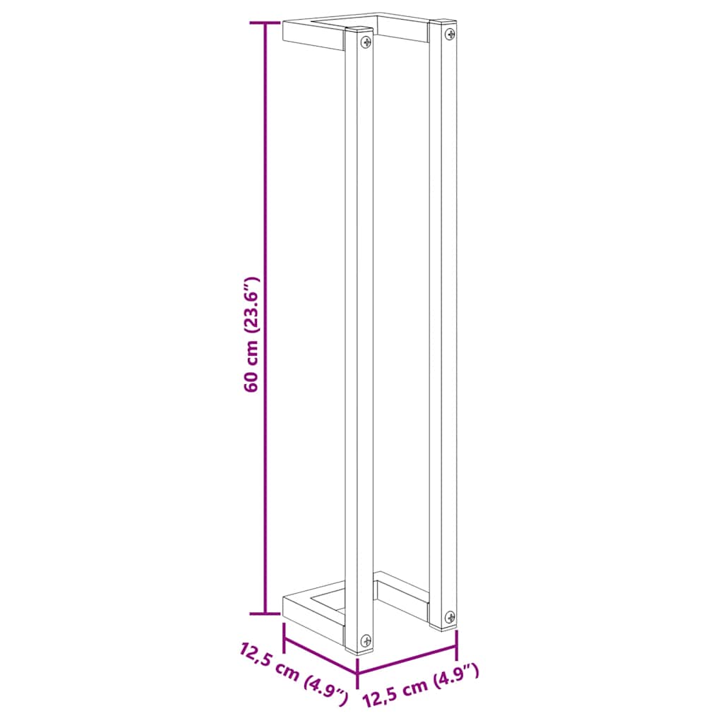 Towel Rack Black 12.5x12.5x60 cm Iron