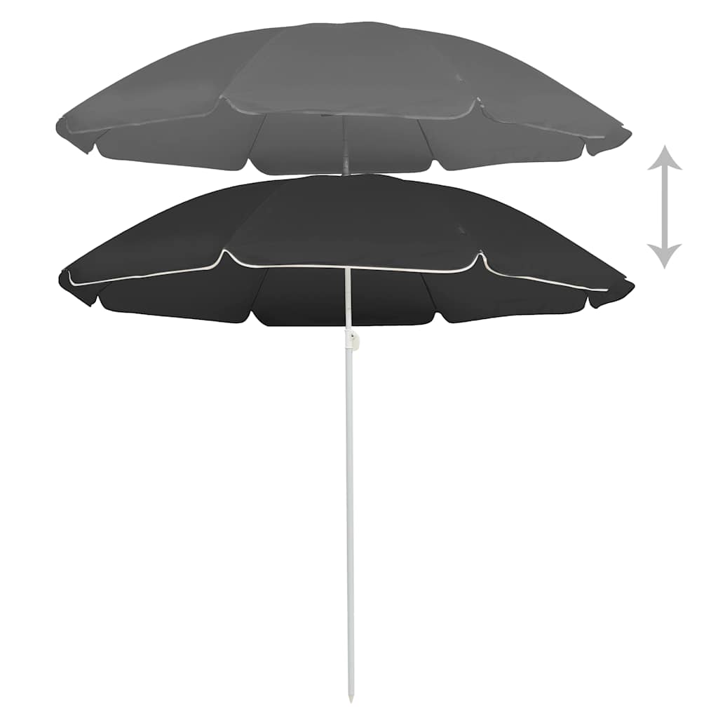 Garden Parasol | Anthracite | Polyester, Steel | 180 cm | Foldable