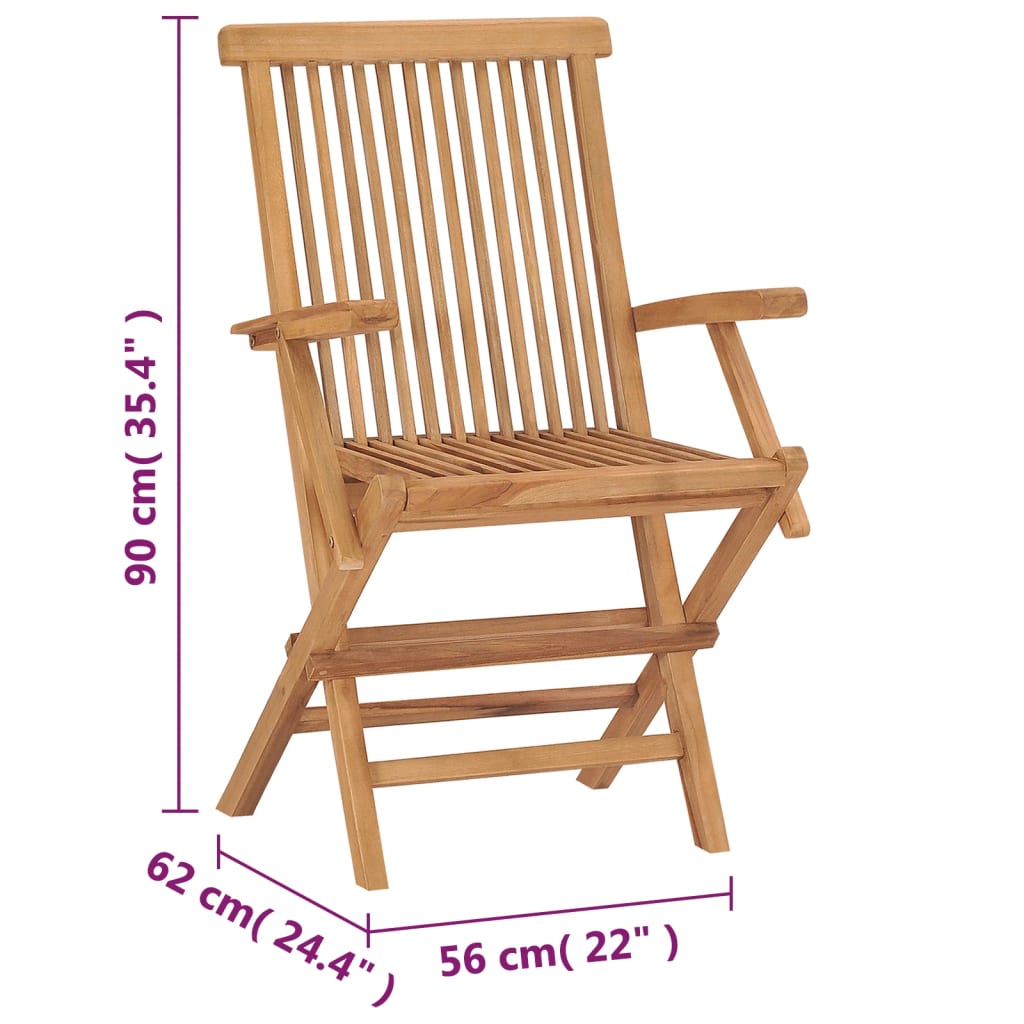 Folding Chairs 2 pcs Solid Teak Wood