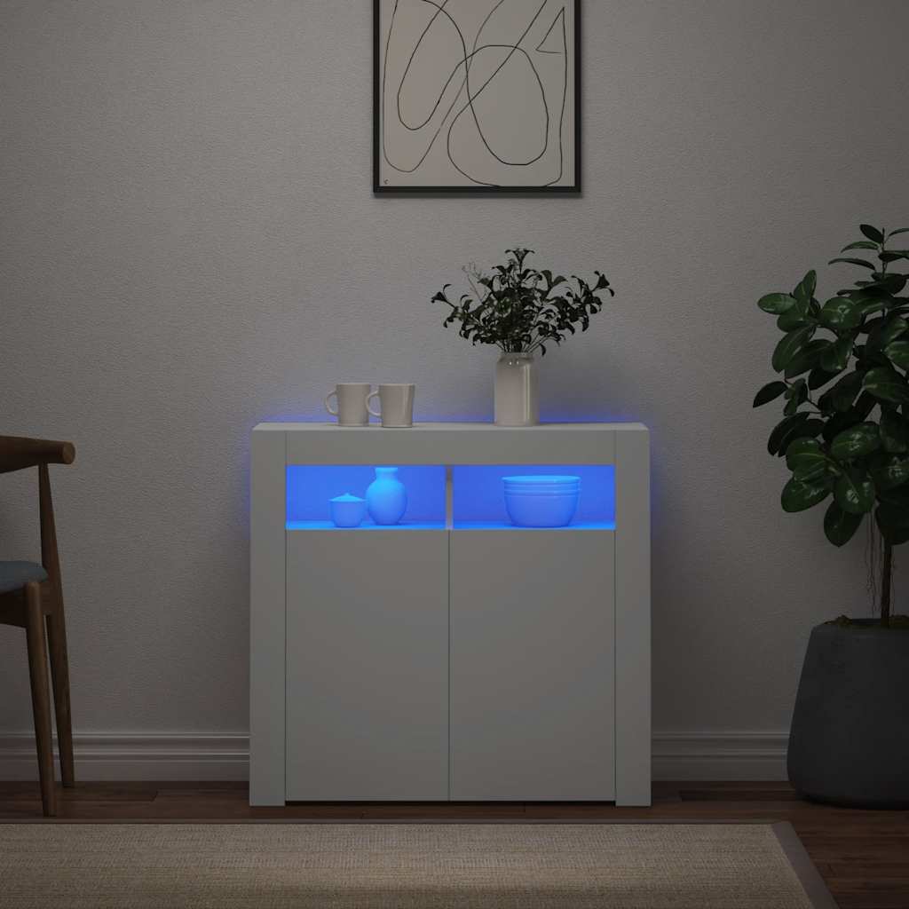 804328 vidaXL Sideboard with LED Lights White 80x35x75 cm