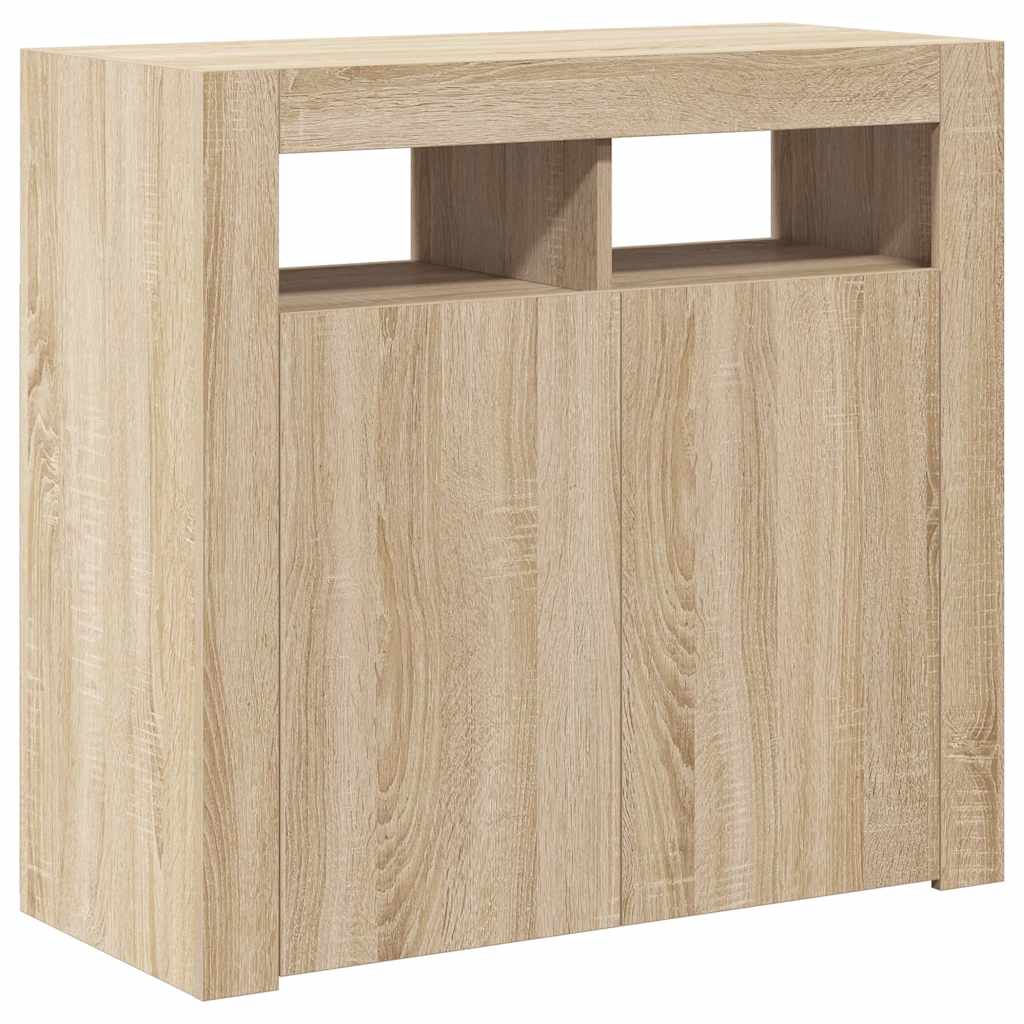 804331 vidaXL Sideboard with LED Lights Sonoma Oak 80x35x75 cm