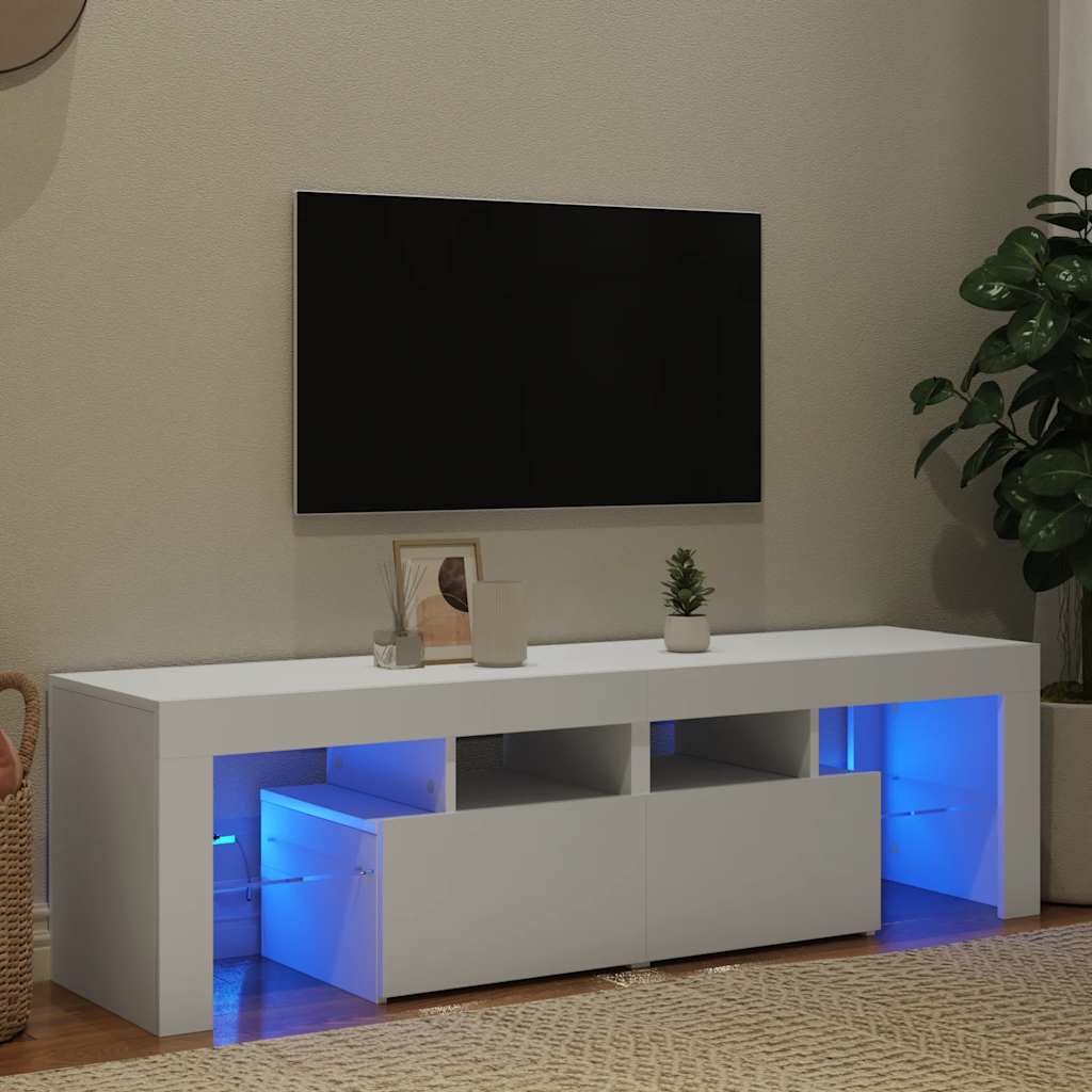 TV Cabinet with LED Lights White 140x36.5x40 cm