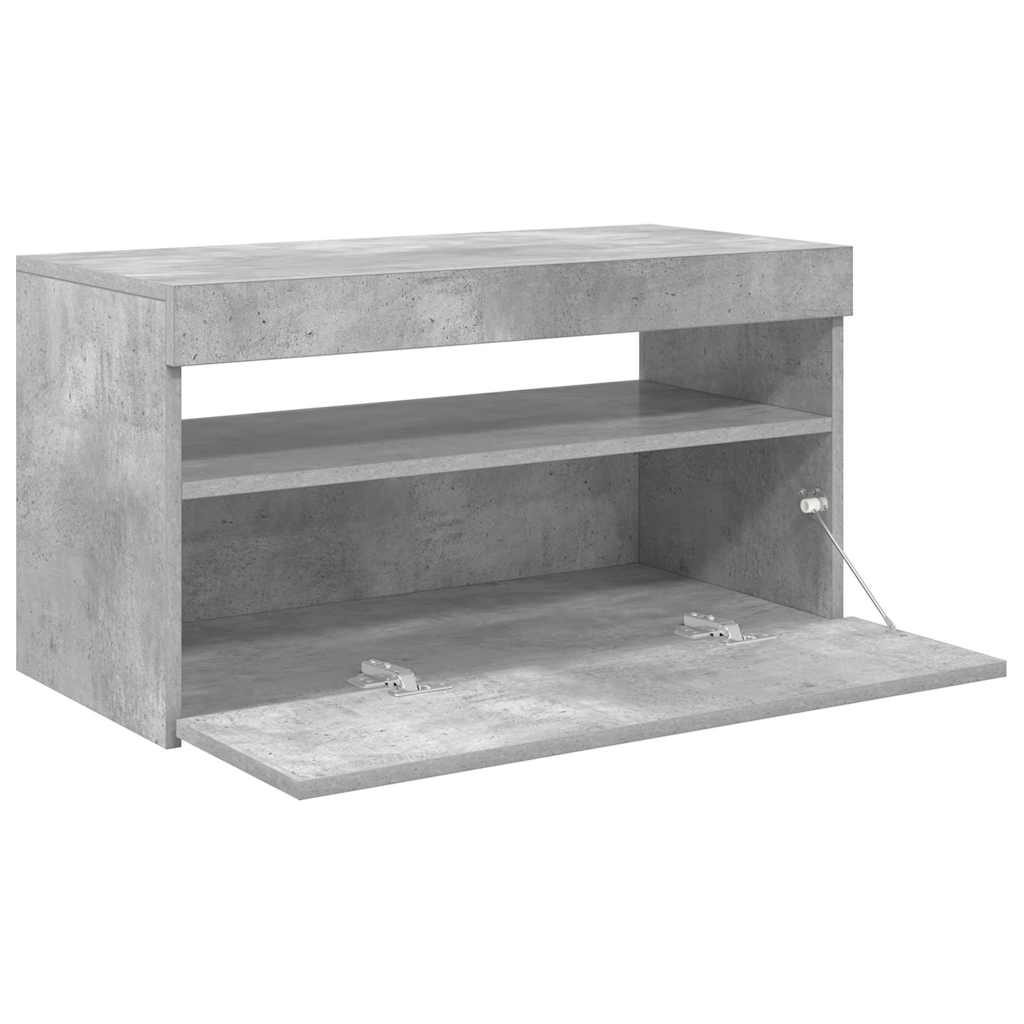 804399 vidaXL TV Cabinet with LED Lights Concrete Grey 75x35x40 cm